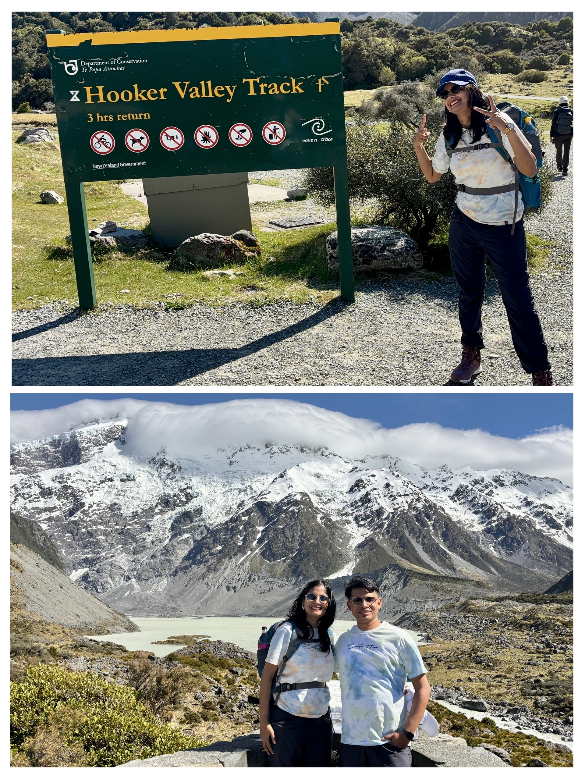 Vast stone gravel fields and snowy mountains along Hooker Valley boardwalk