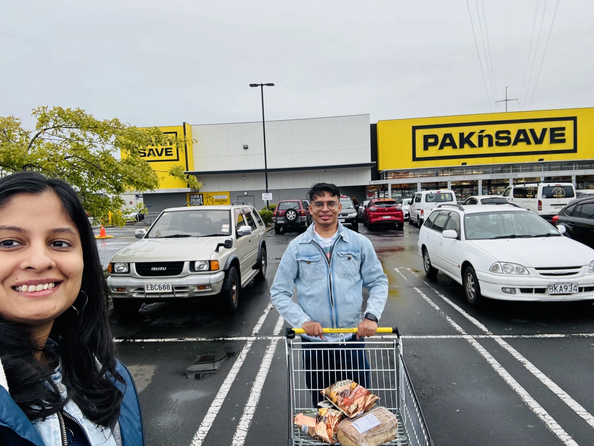 Shopping at the massive Pak'nSave supermarket in Dunedin