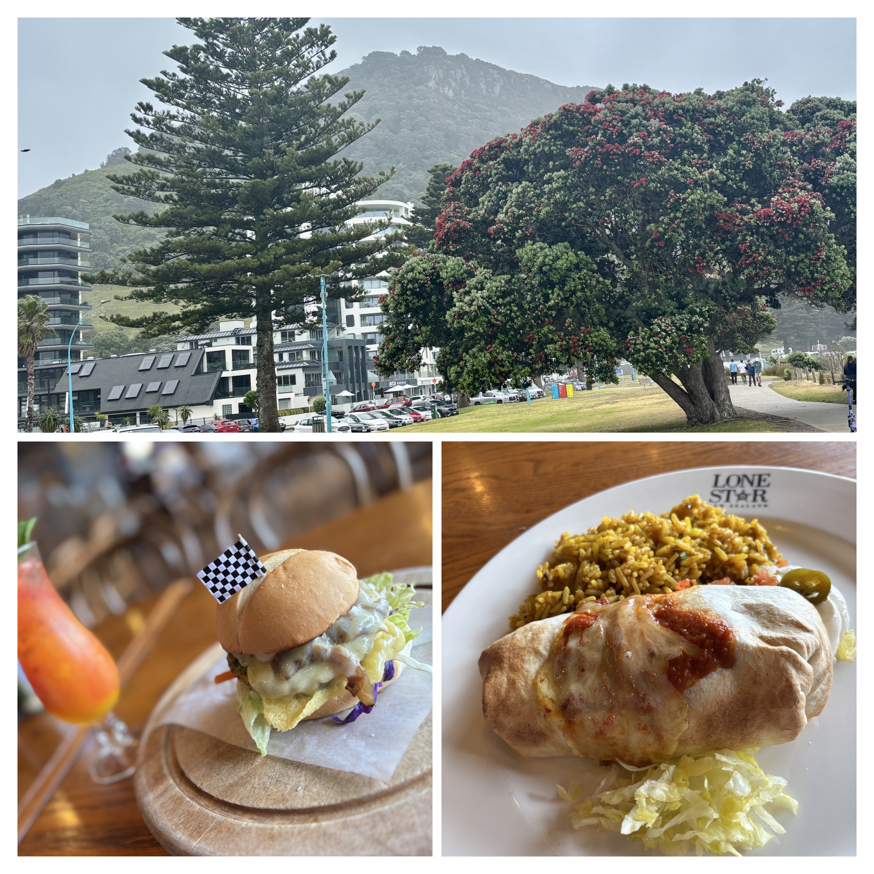 Mount Maunganui extinct volcano peak and lunch at Lone Star Cafe