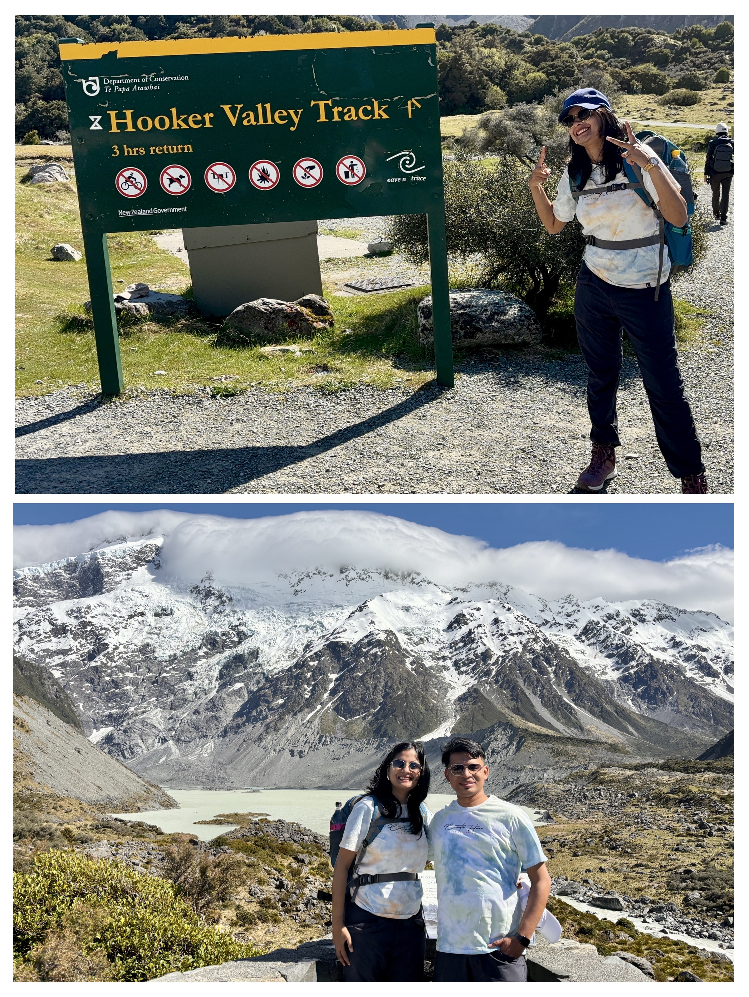 Vast stone gravel fields and snowy mountains along Hooker Valley boardwalk