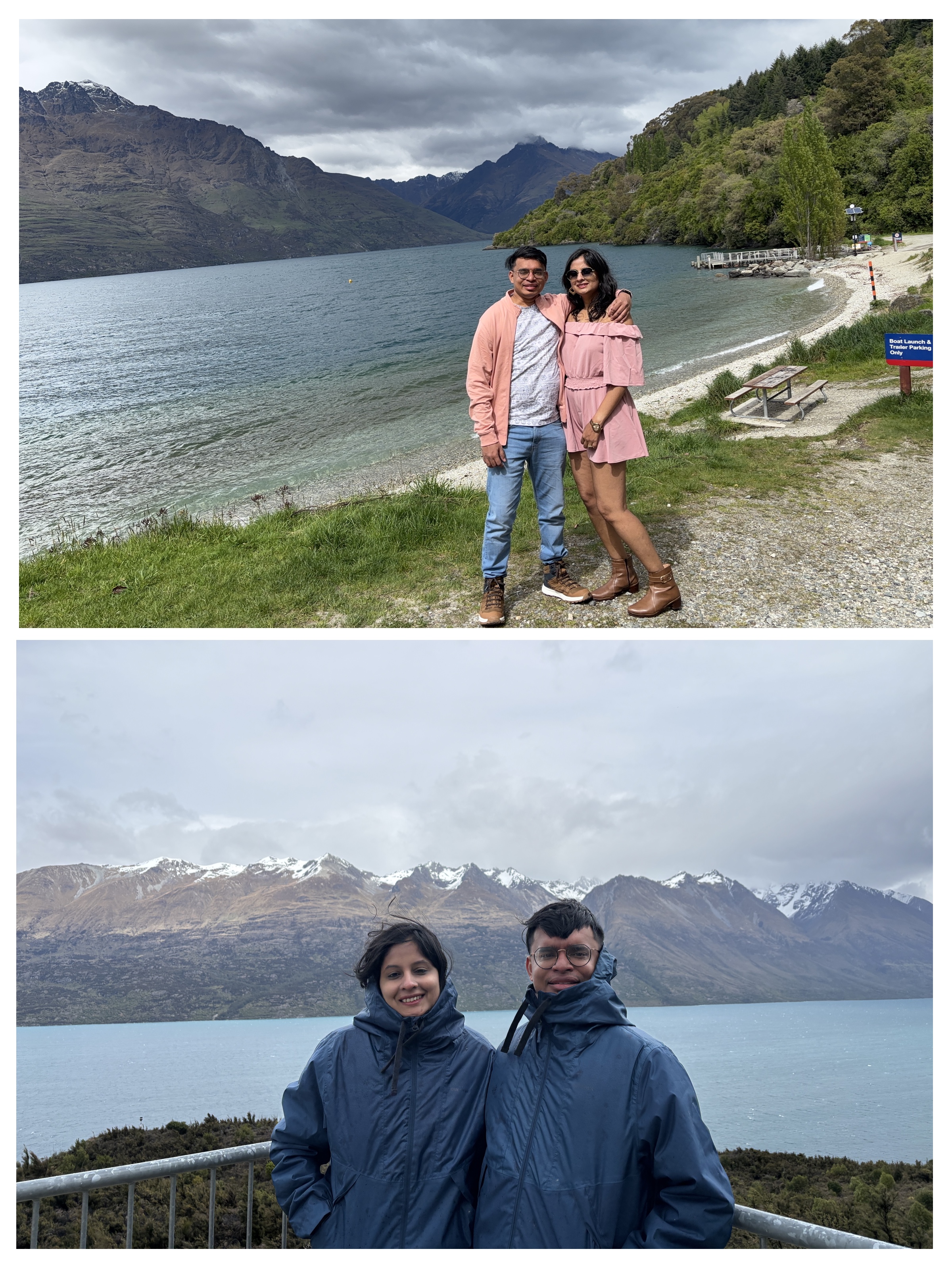 Scenic lookout points of Sunshine Bay and Mount Creighton on the road to Glenorchy