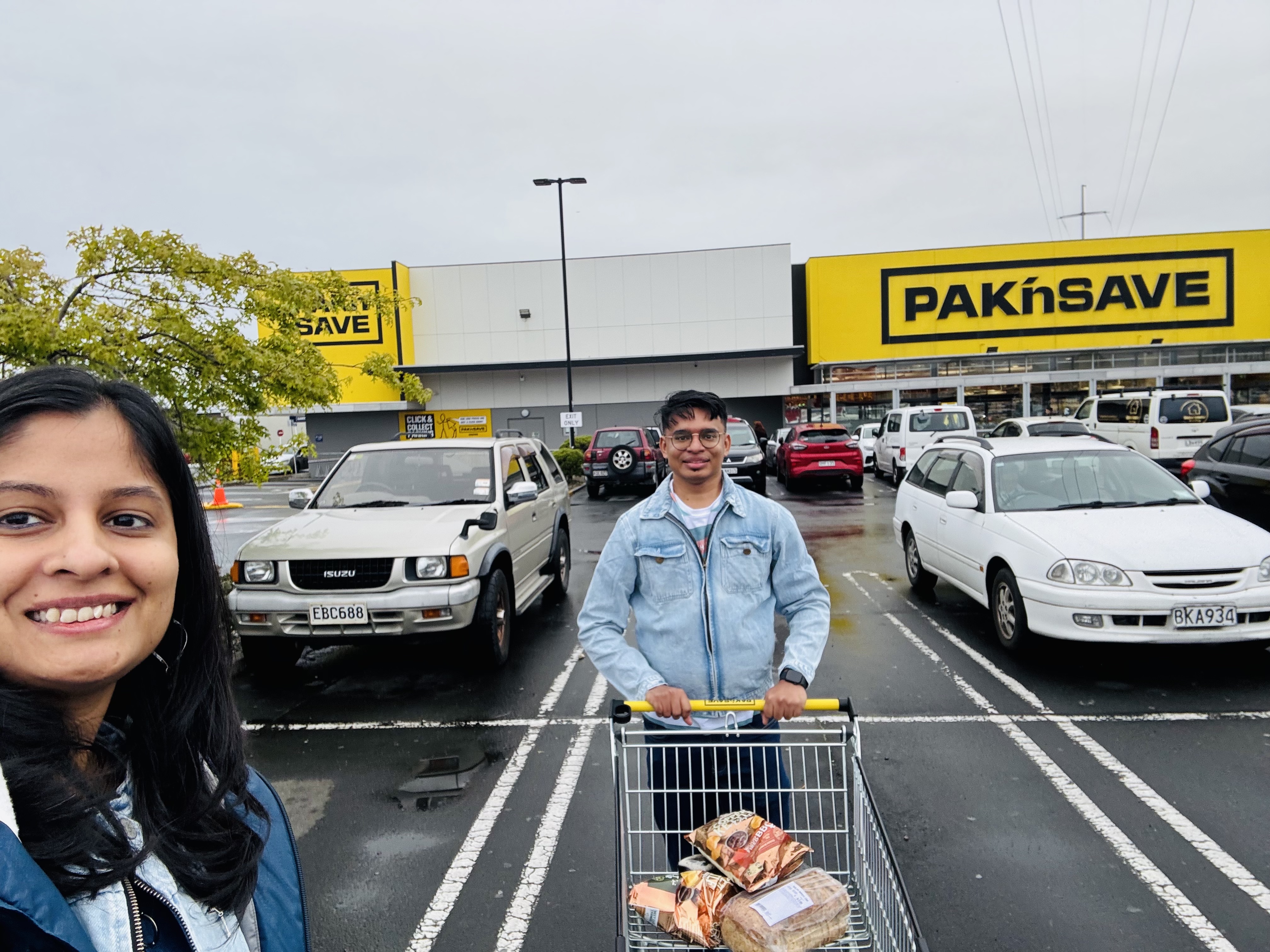 Shopping at the massive Pak'nSave supermarket in Dunedin