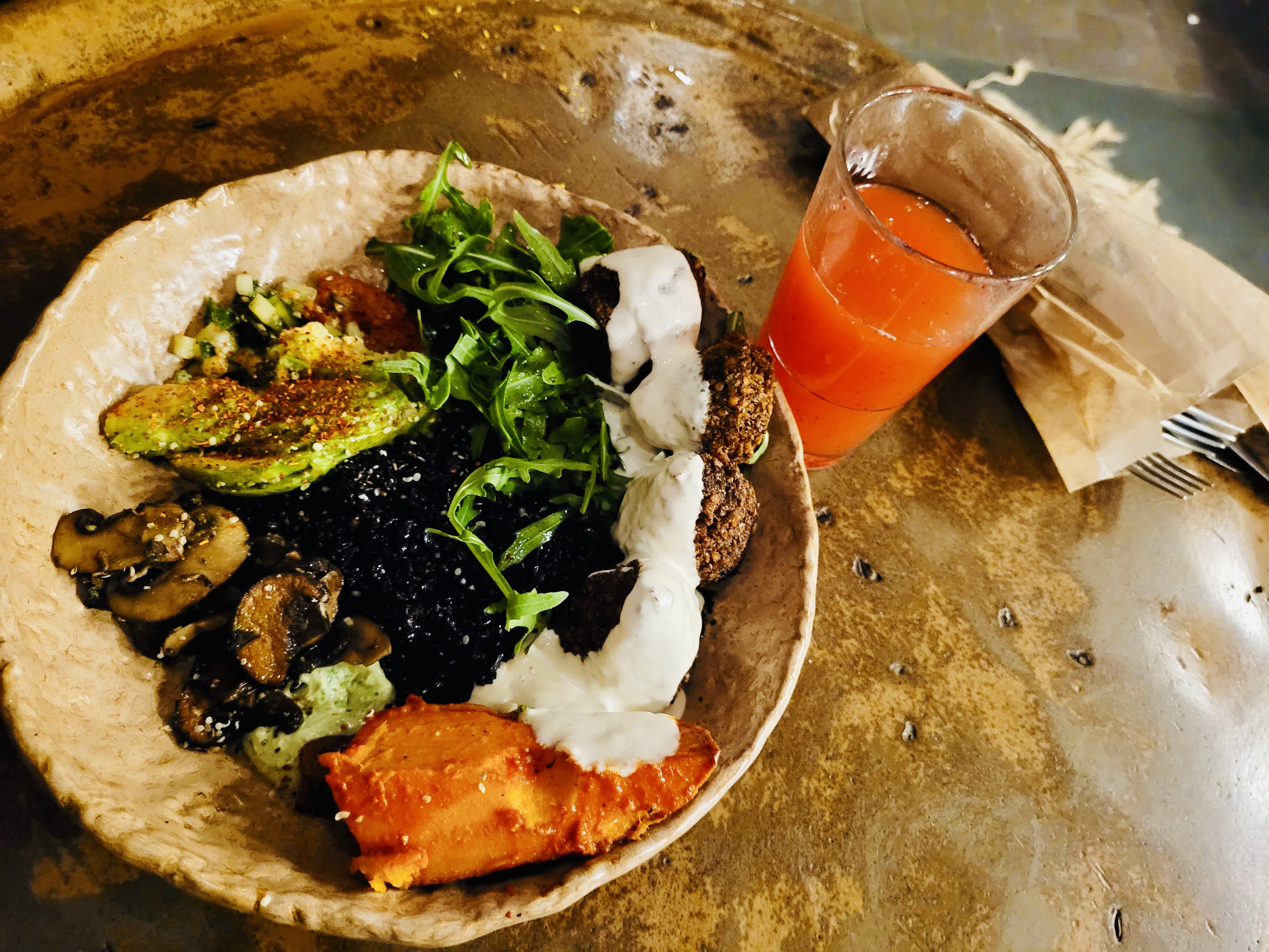 A healthy vegan dinner in Barcelona