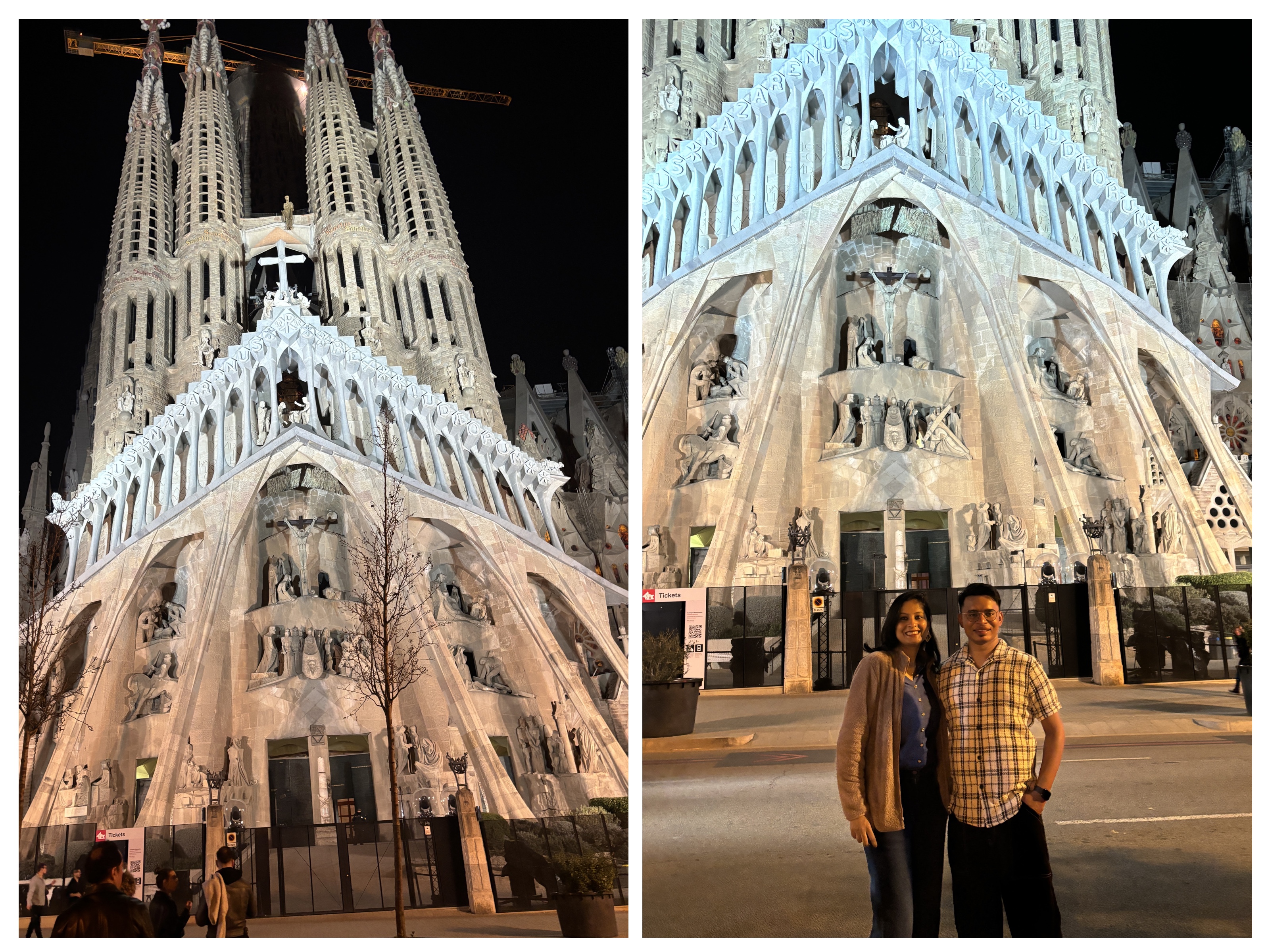 Sagrada Familia cathedral in golden sunset hour