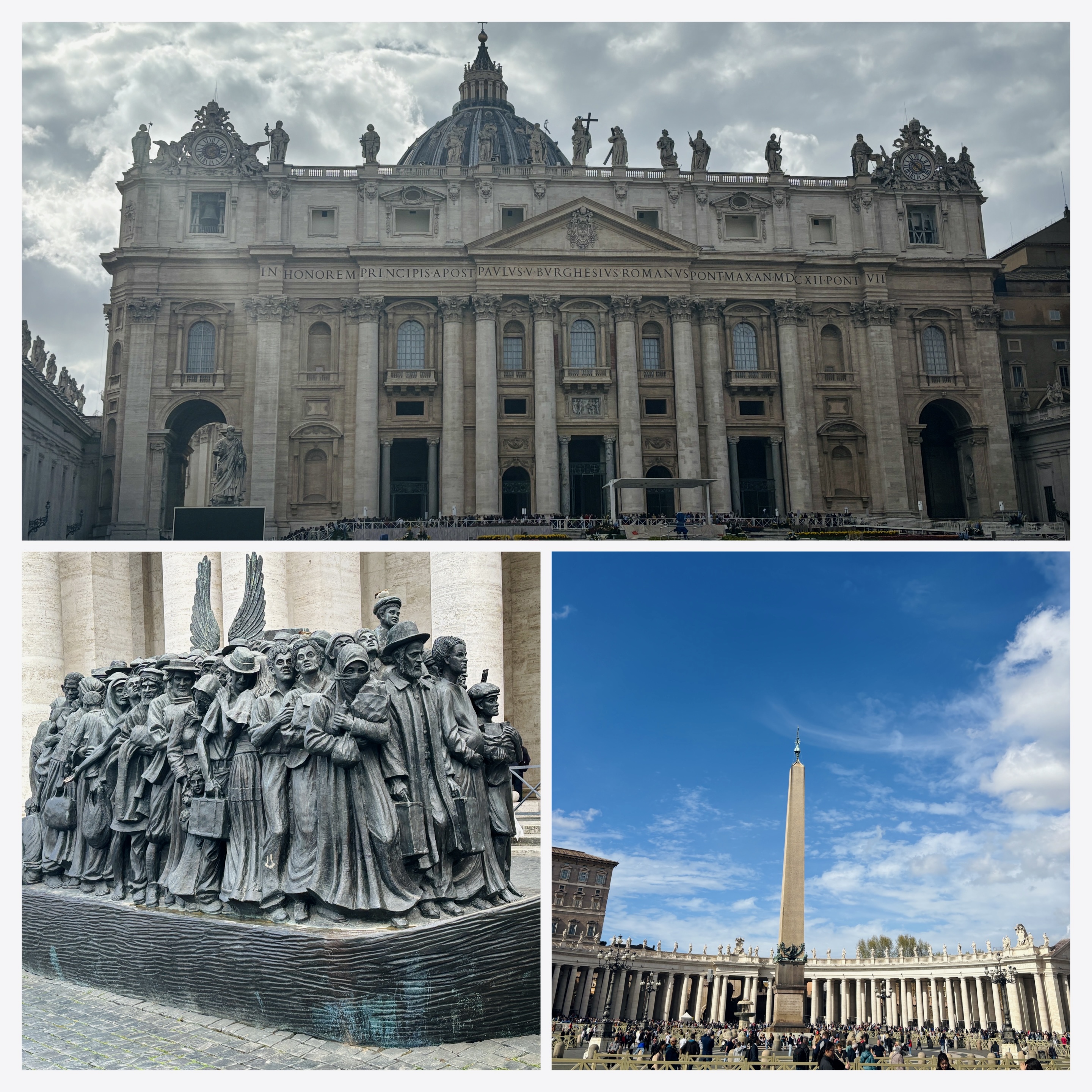 Vatican City St. Peter's square and monumental columns collage