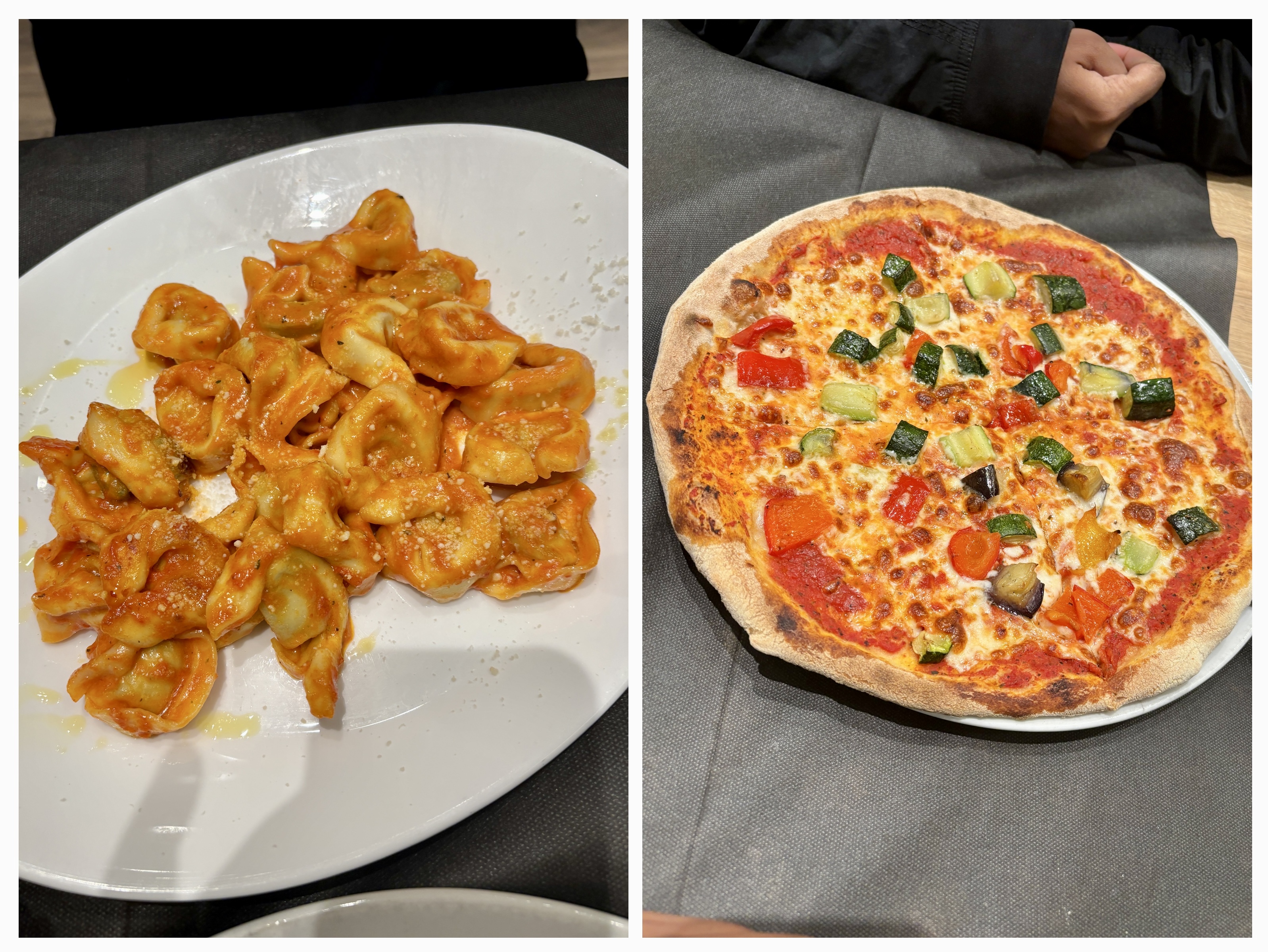 Risotto and classic Italian dishes collage for our final dinner