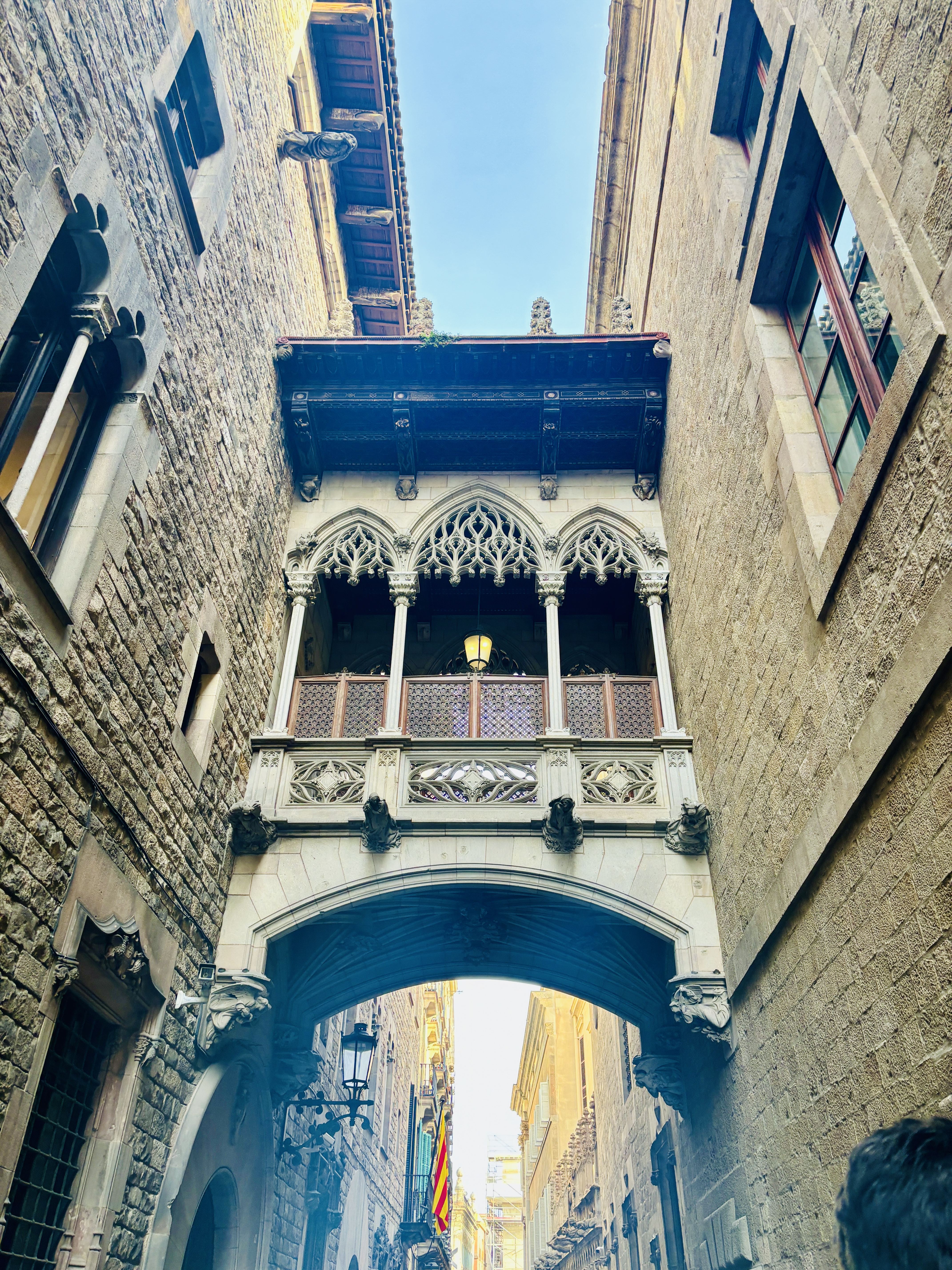 Underneath the magical Bishop's Bridge in Barcelona