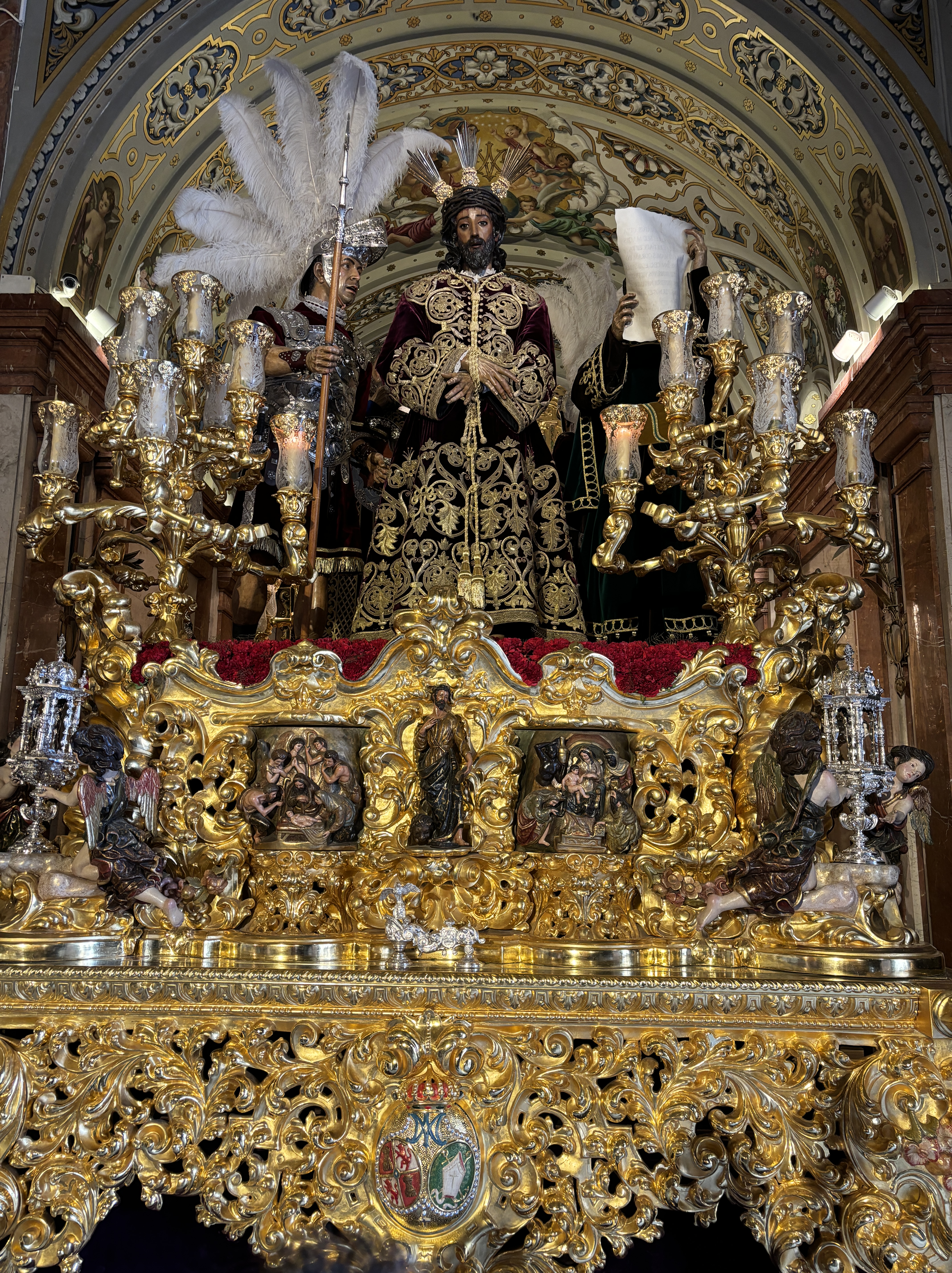 Inside the Basilica de la Macarena altar details